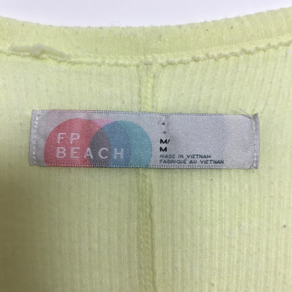 Free People Beach hi lo yellow cardigan pockets M - Picture 7 of 8